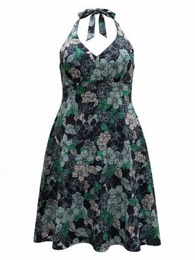 Columbia PFG Armadale Halter Dress M Floral Omni Wick UPF 40 Travel Resort